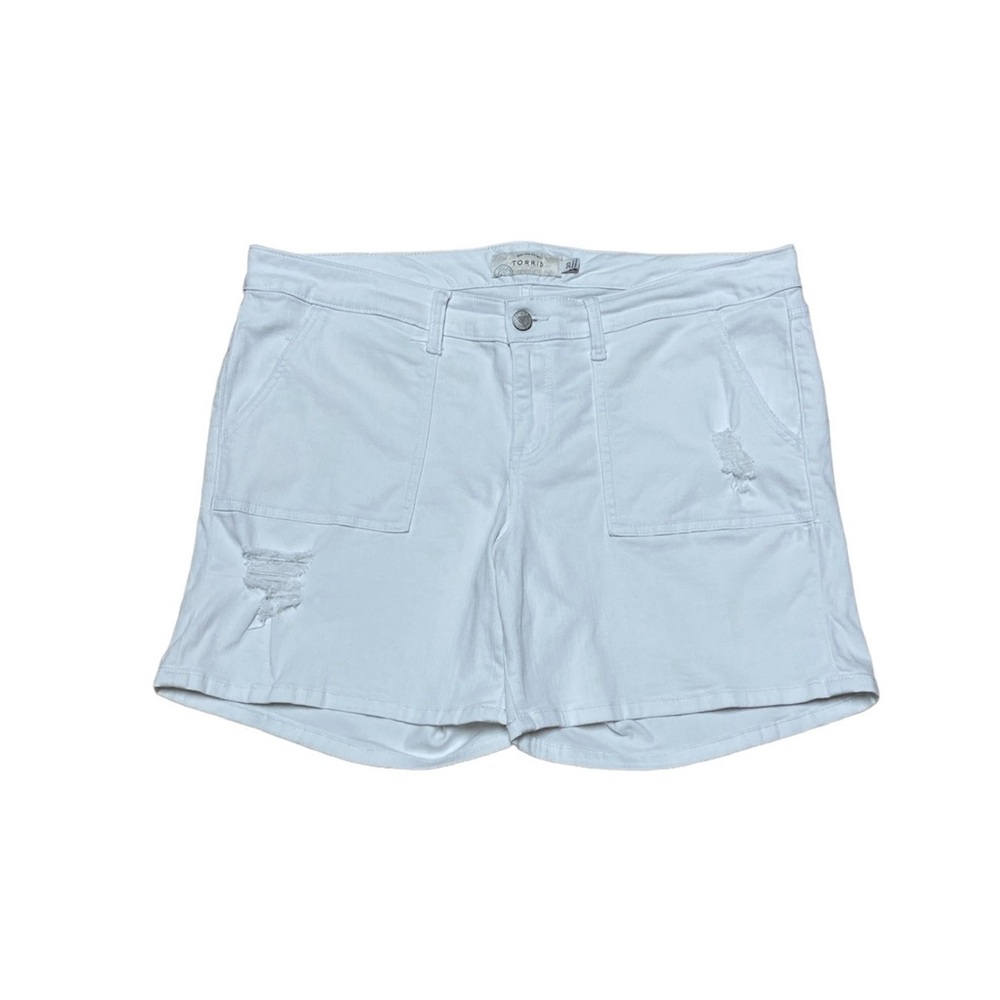 Torrid Jean Shorts Women’s 20 White Denim Distressed Casual Plus Size